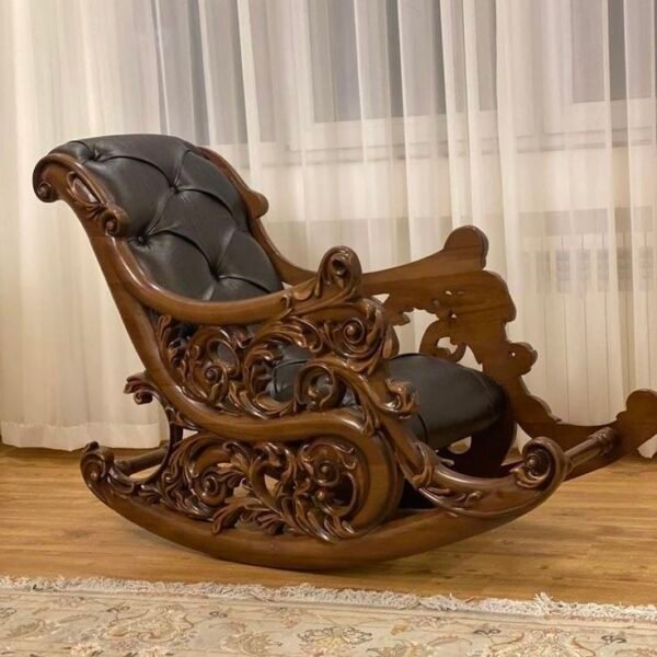 Handcrafted Teak Carving Rocking Chair