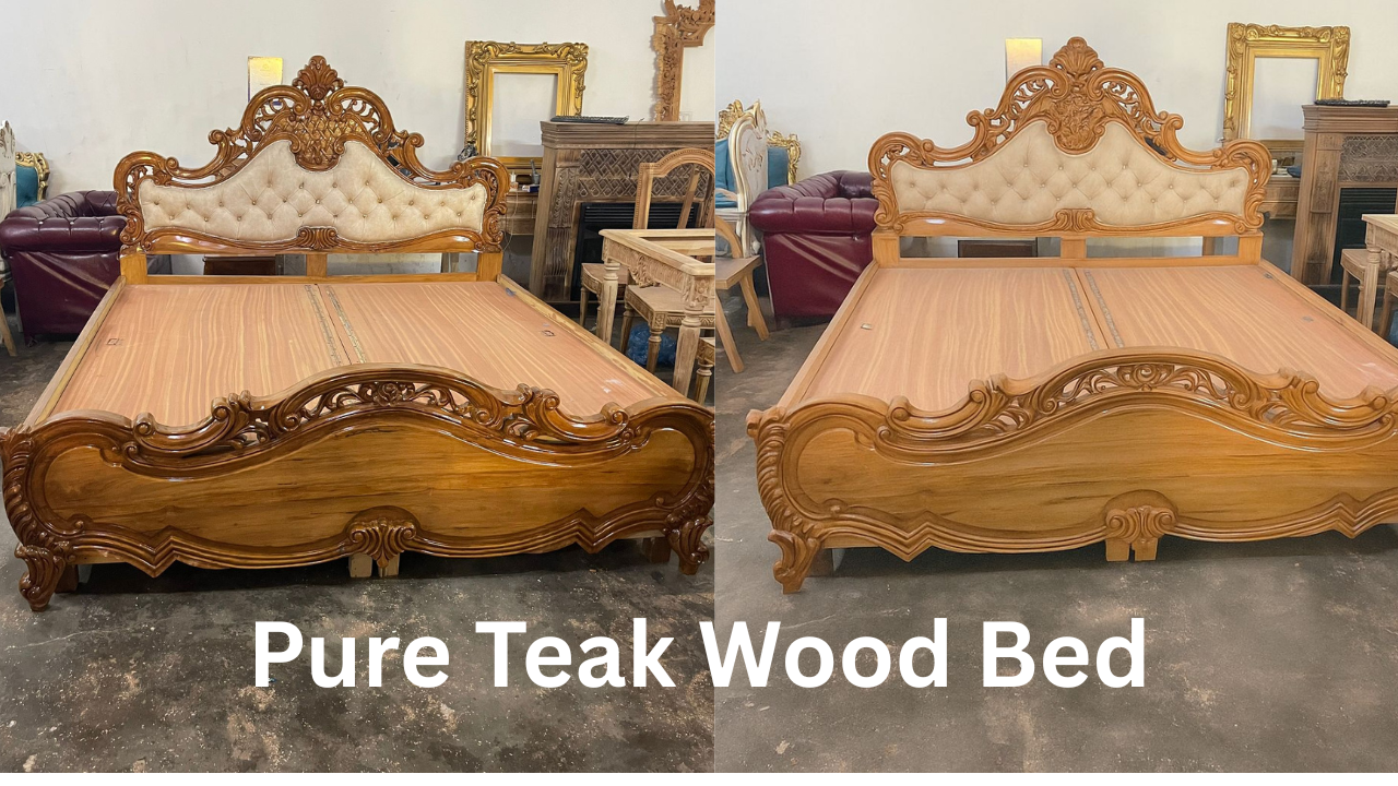 Luxury Carving Bed in Teak Wood