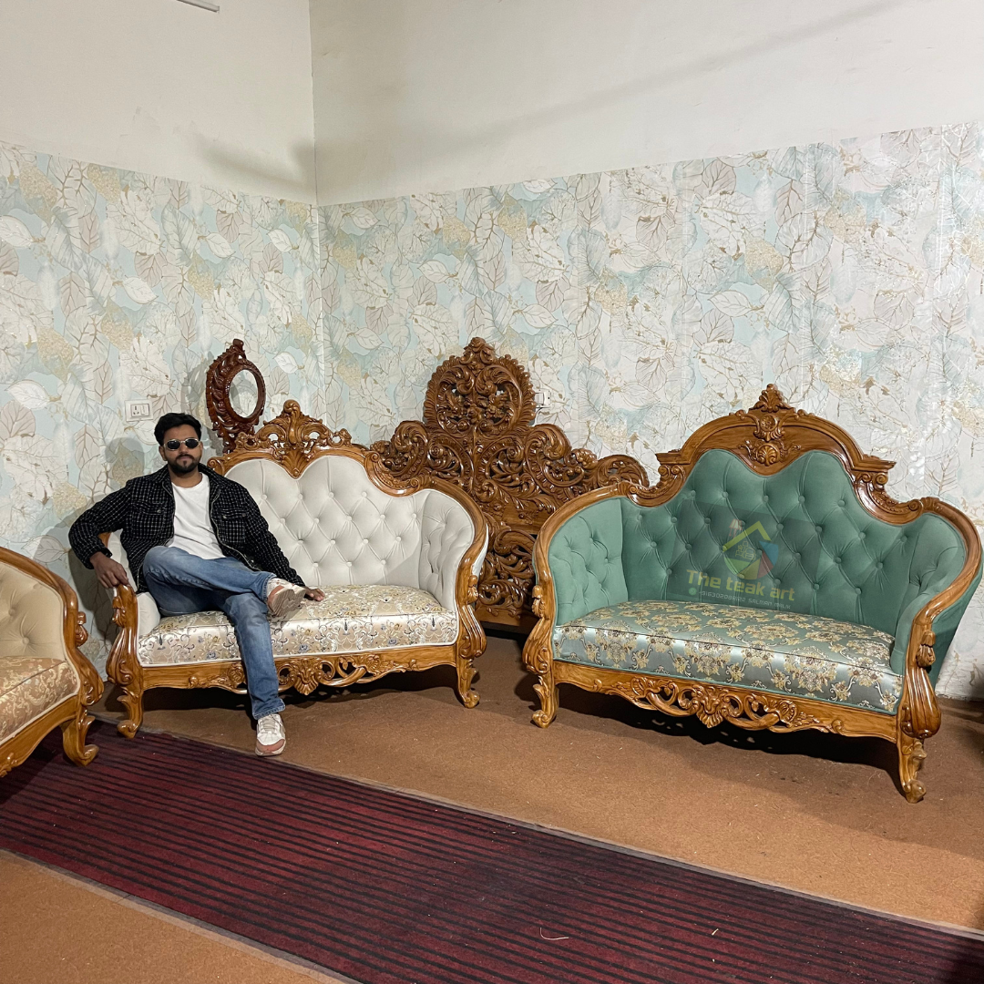 Premium Solid Teak Wood Sofa Set for Living Room - Image 3